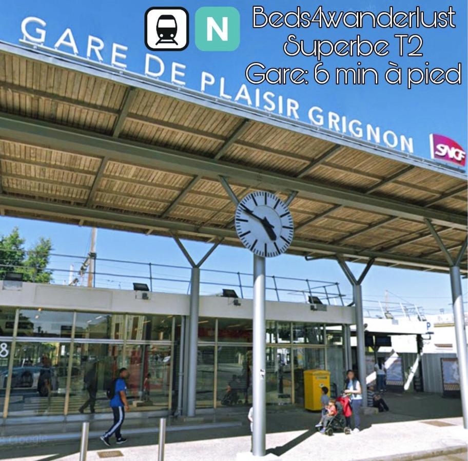 Detente & Jardin By Beds4Wanderlust - Charmant T2 Avec Jardin - Gare Plaisir-Grignon, Versailles 20Km Exterior photo